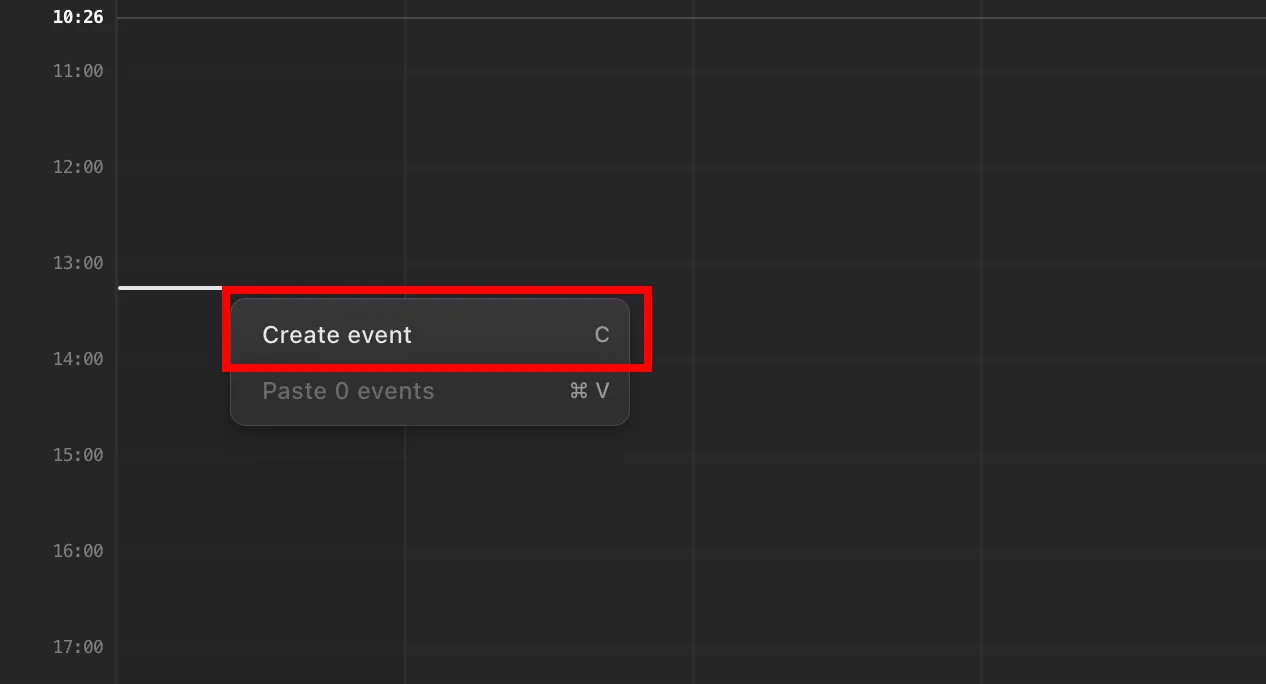 Notion Calendar 的 Create event 建立事件入口