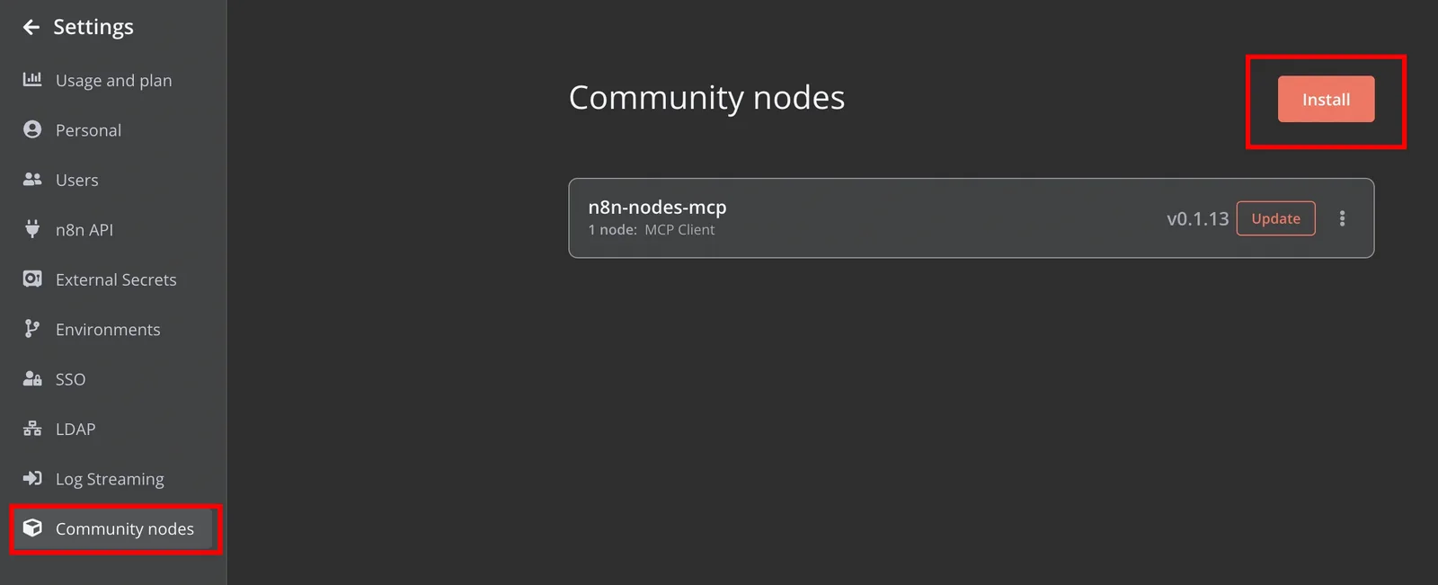 n8n Community Nodes 節點安裝畫面