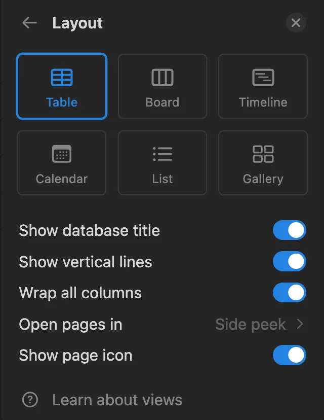 Notion Database 教學截圖