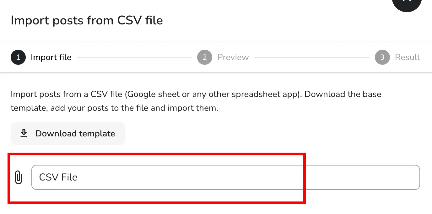 Metricool 選擇 CSV 檔案匯入排程
